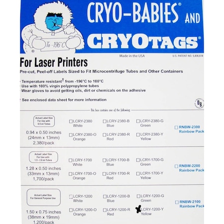 Diversified Biotech Cryo-Tags, Laser, 1 1/2x3/4", Yellow, 1200/pk, 1200PK 247133-Y